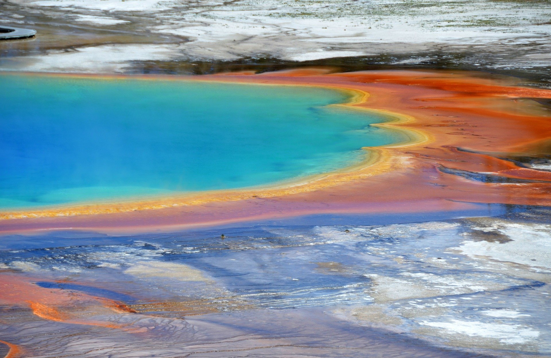 grand prismatic spring geothermal energy colors close up national park