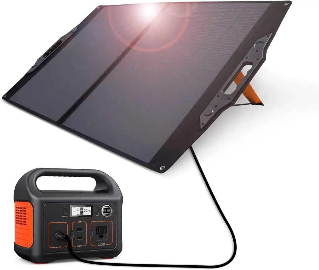 Chargeur de panneau solaire portable 100 W 18 W USB A PD3.0 60 W USB C DC 5521 8 mm pliable étanche IP65 avec béquille d'alimentation d'urgence pour générateur, station de banque d'alimentation, téléphones portables (générateur non inclus)