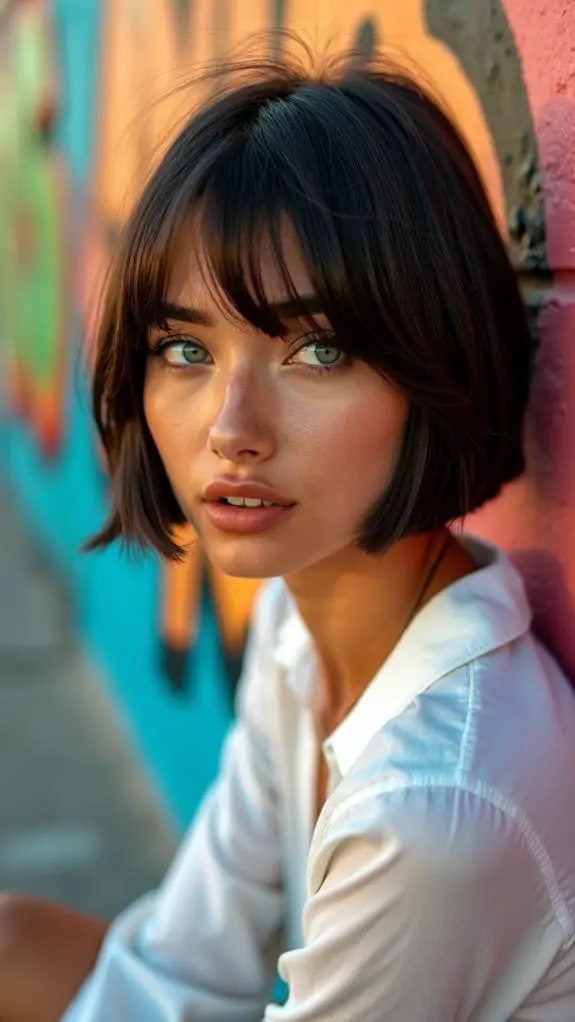 chic wispy bangs bob