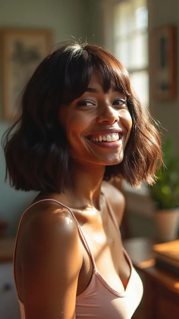 feathered bob hairstyle bangs