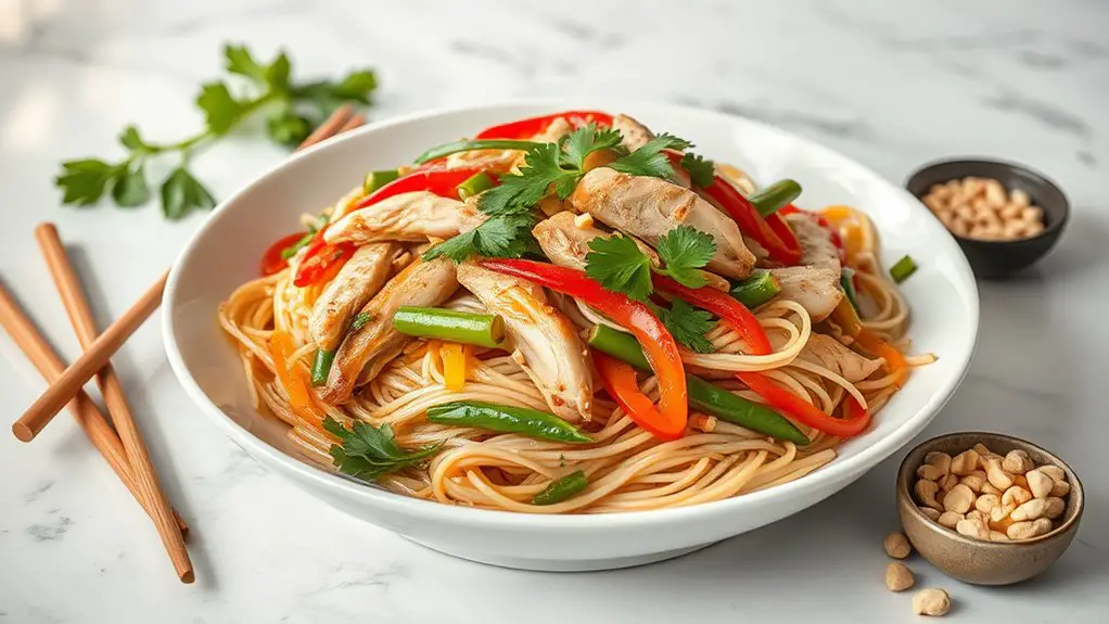 chicken stir fried vermicelli dish