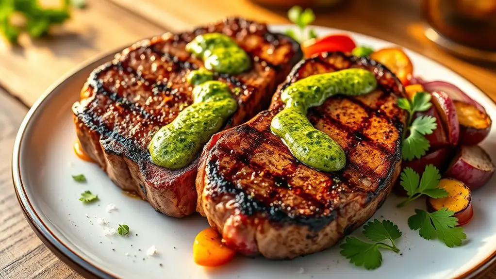 cilantro sauce grilled steaks