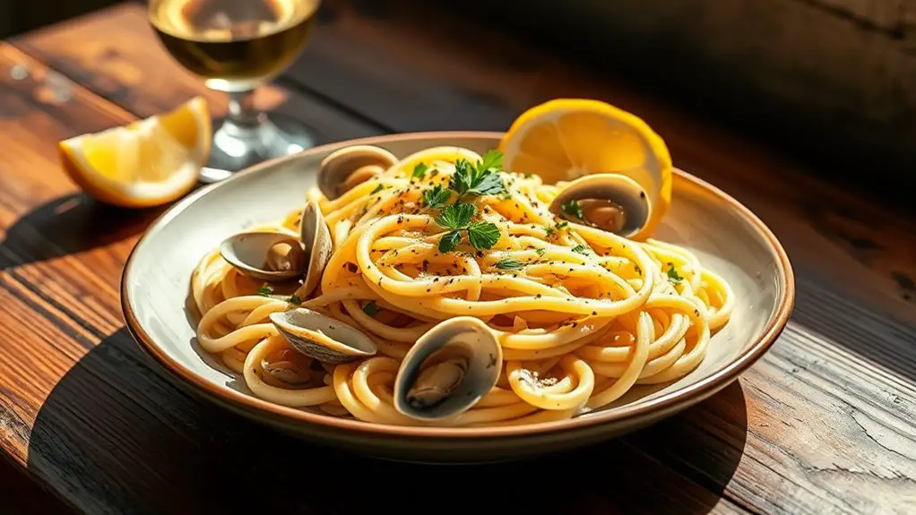 clam sauce pasta dish