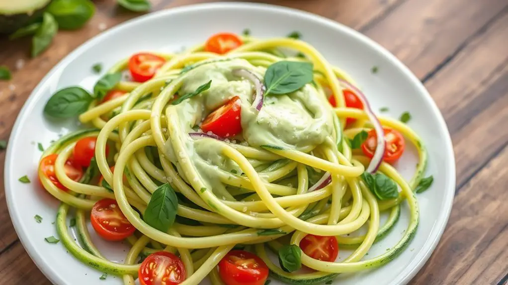 creamy avocado zucchini noodles