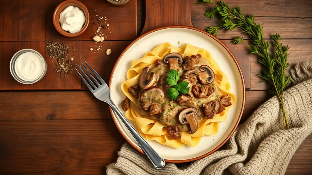 creamy mushroom beef dish