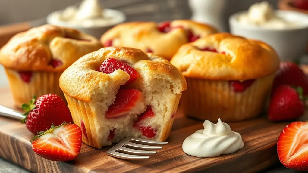 delicious strawberry cheesecake muffins