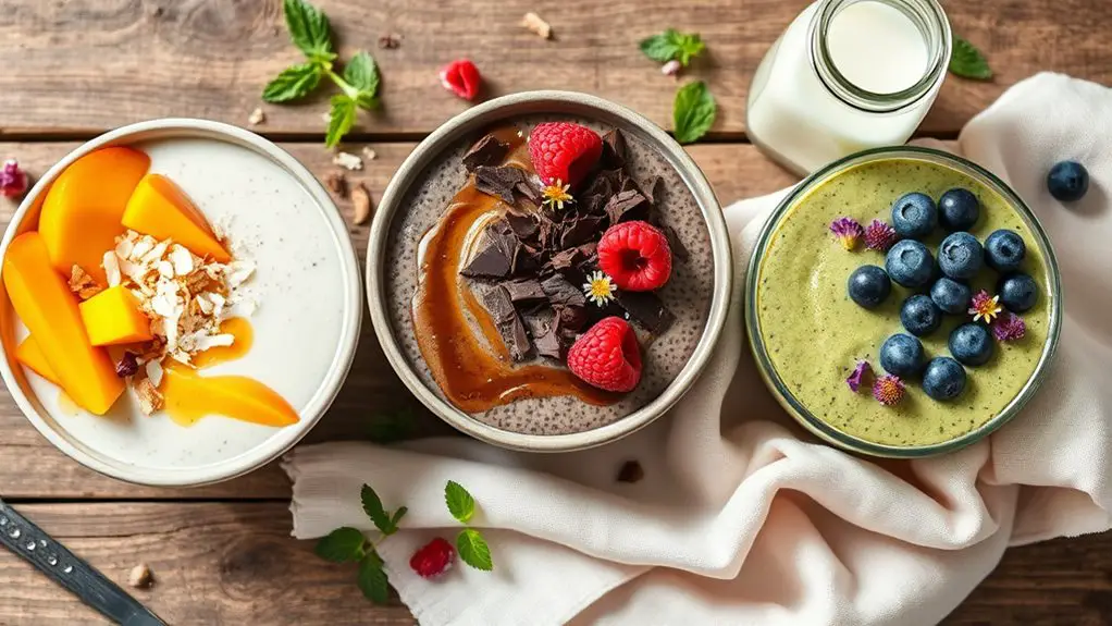 diverse chia seed puddings