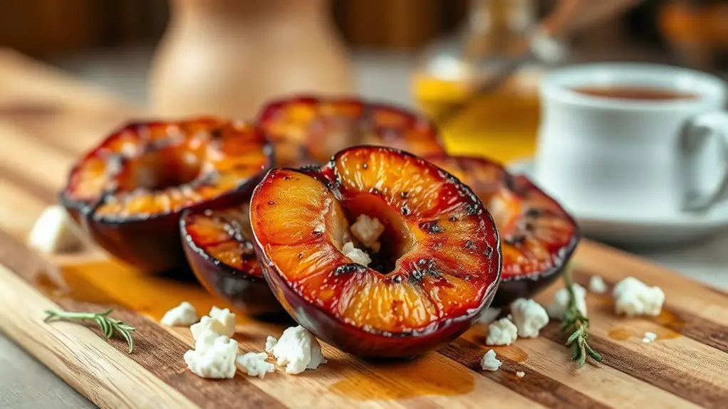 grilled plums with cheese