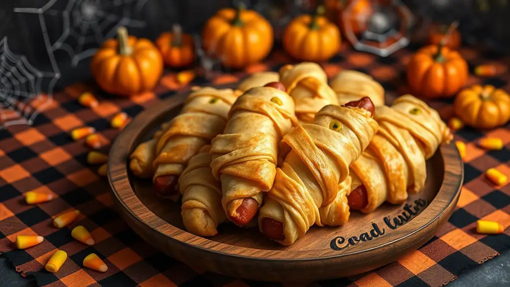 halloween themed sausage wraps