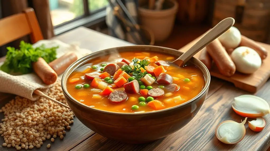 hearty sausage barley soup