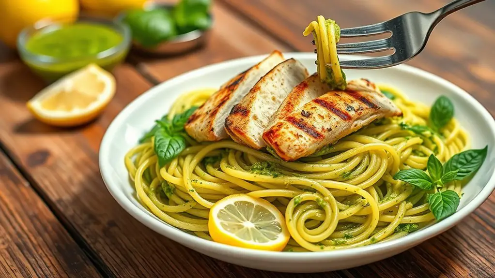 lemon garlic pesto linguine