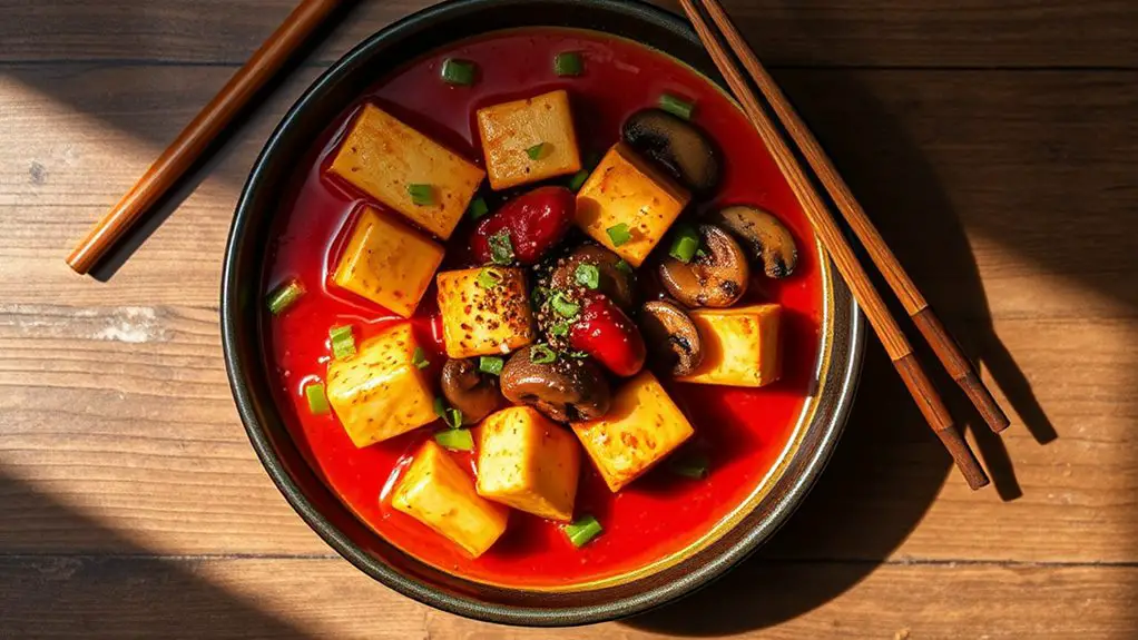 mushroom infused mapo tofu