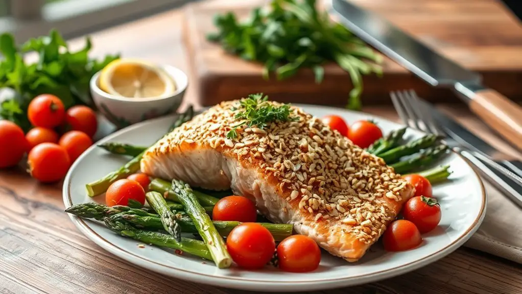 nutty salmon fillet dish