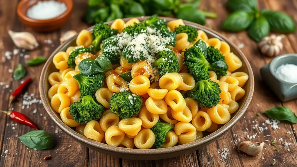 pasta dish with greens