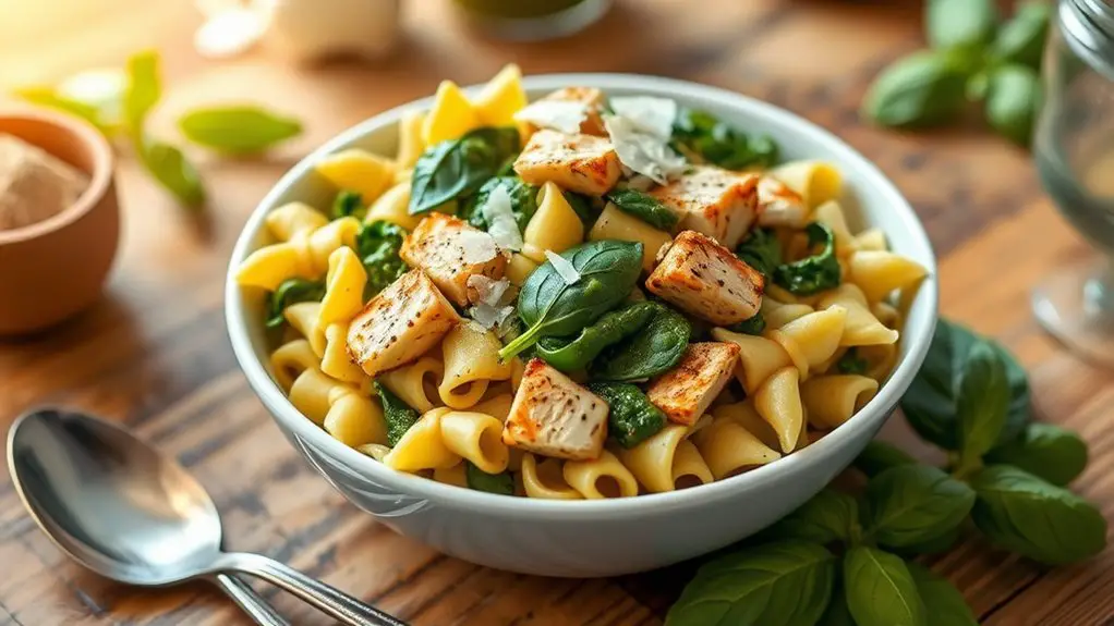 pasta dish with spinach