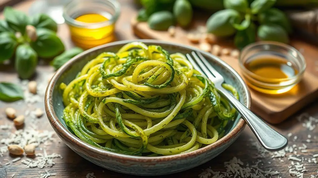 pesto zucchini noodle dish