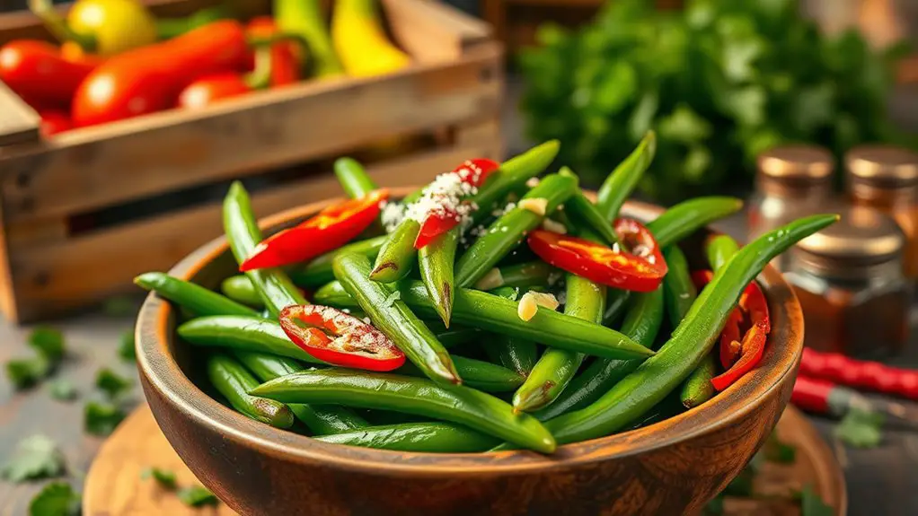 saut ed spicy pole beans