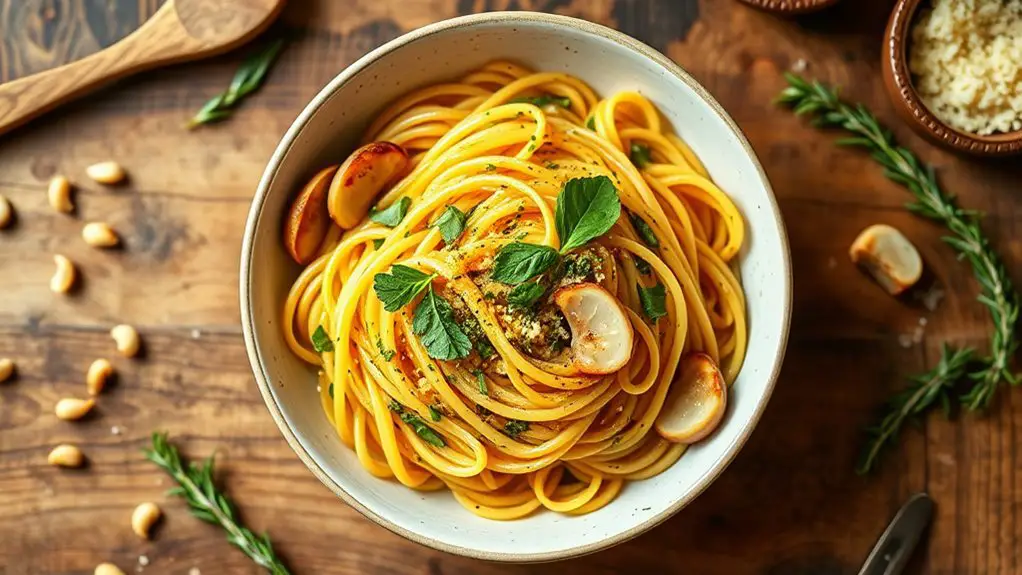 savory garlic herb pasta