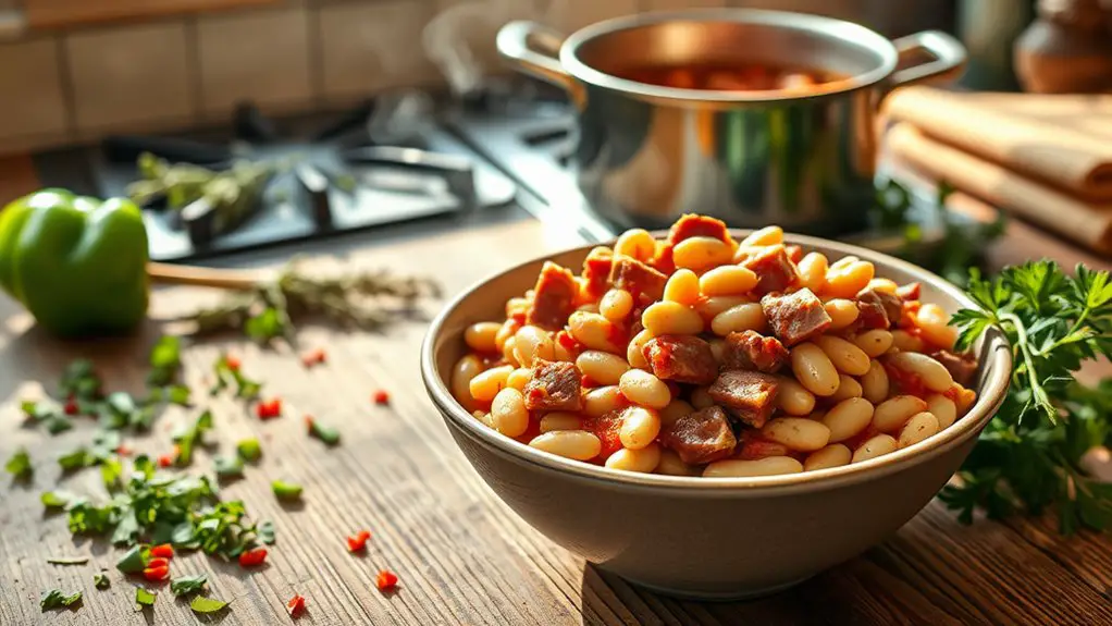 savory ham and beans