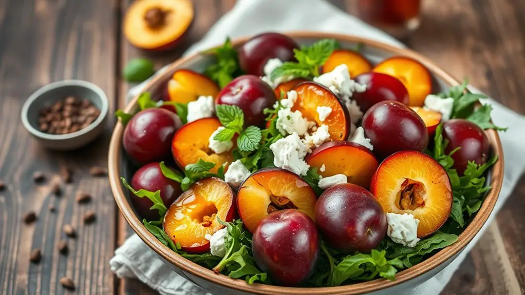 savory plum and feta salad