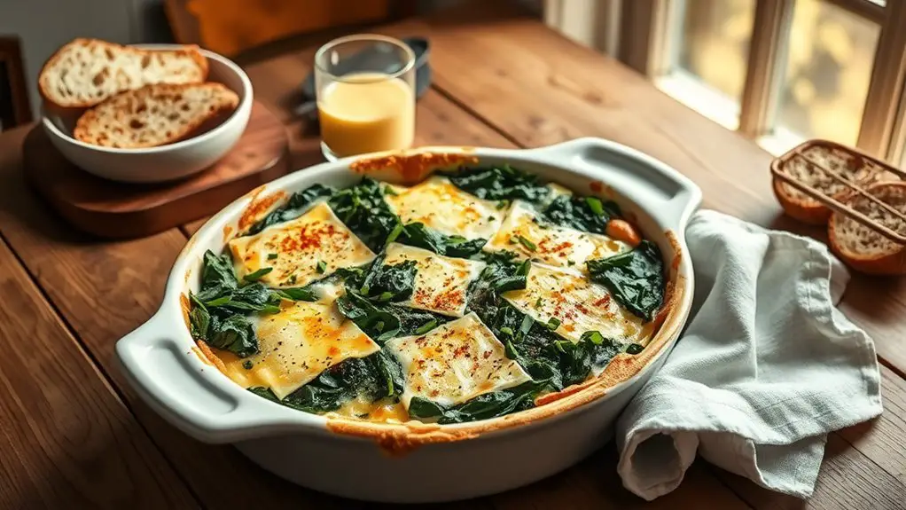 savory spinach cheese casserole