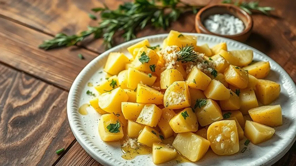 smashed baby potatoes dish