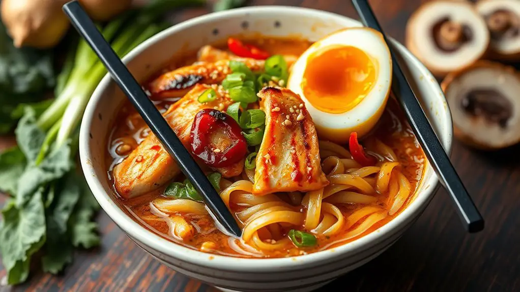 spicy garlic chicken noodles