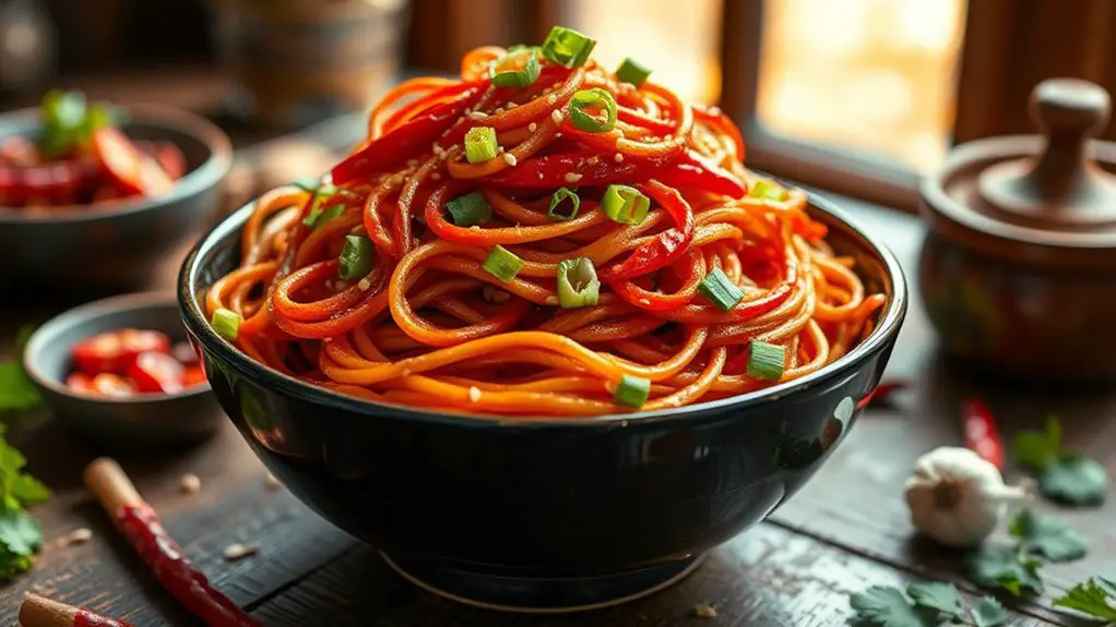 spicy noodles with garlic