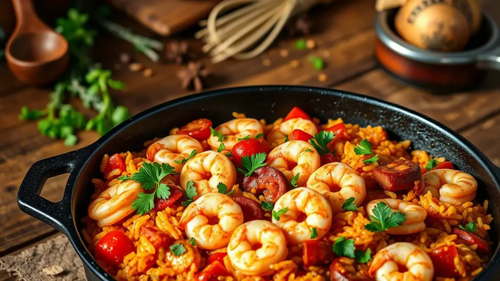 spicy shrimp andouille jambalaya