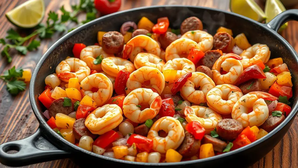 spicy shrimp sausage skillet