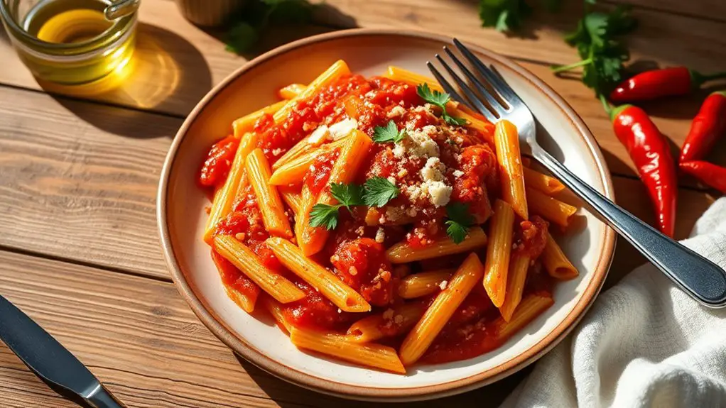 spicy tomato pasta dish