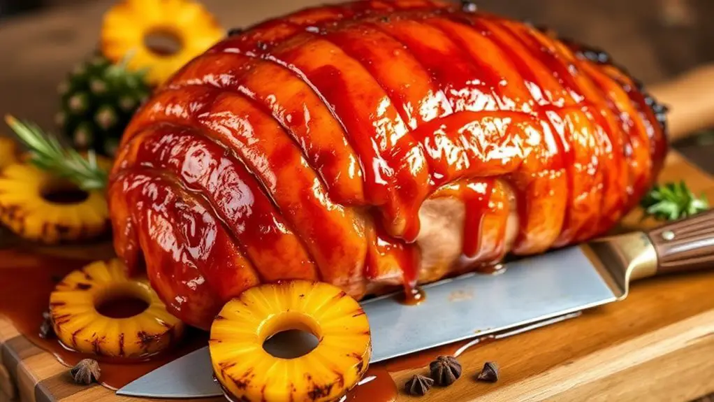 sweet glazed pineapple ham