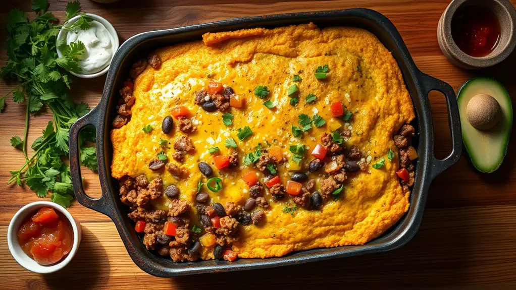 taco bake cornbread dish